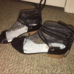 Forever 21 Faux Leather Lace-Up Heels